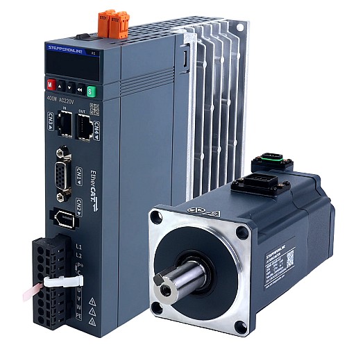 A6 Series 400W STO Safe Torque Off EtherCAT AC Servo Motor Kit 3000rpm 1.27Nm w/ Brake 17-Bit Absolute Encoder IP67 - A6-EC400H2B1-M17-STO | StepperOnline AU