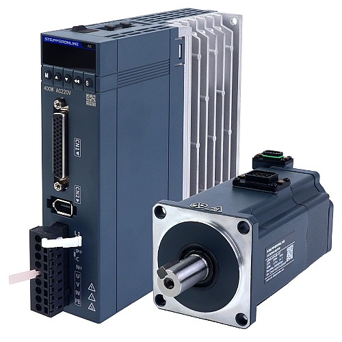 A6 Series 400W RS485 AC Servo Motor Kit 3000rpm 1.27Nm w/ Brake 17-Bit Absolute Encoder IP67 - A6-RS400H2B1-M17 | StepperOnline AU