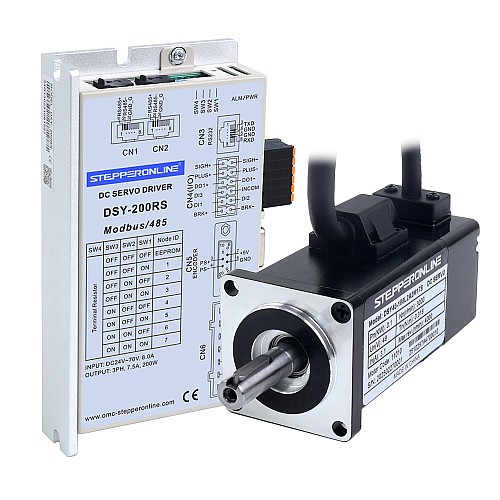 DSY Series 100W RS485 DC Servo Motor 24-70VDC 0.318Nm 3000rpm 17-Bit Incremental Encoder IP65 - DSY-RS100L2A2-M17S | StepperOnline AU