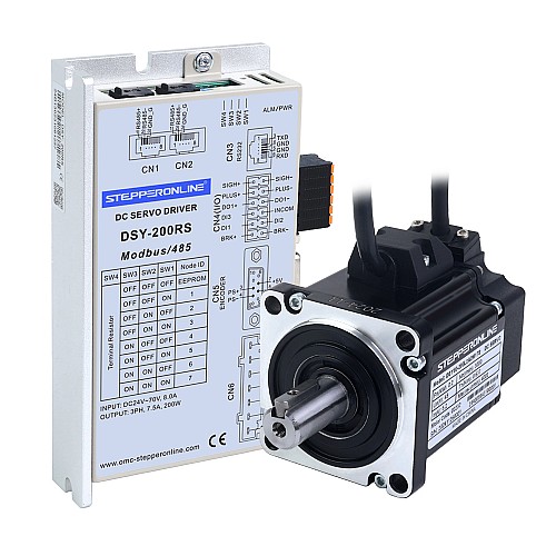 DSY Series 200W RS485 DC Servo Motor 24-70VDC 0.637Nm 3000rpm 17-Bit Incremental Encoder IP65 - DSY-RS200L2A2-M17S | StepperOnline AU