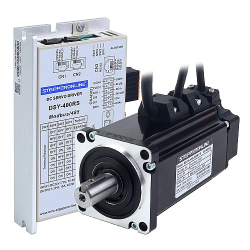 DSY Series 400W RS485 DC Servo Motor 24-70VDC 1.27Nm w/ Brake 3000rpm 17-Bit Incremental Encoder IP65 - DSY-RS400L2B2-M17S | StepperOnline AU