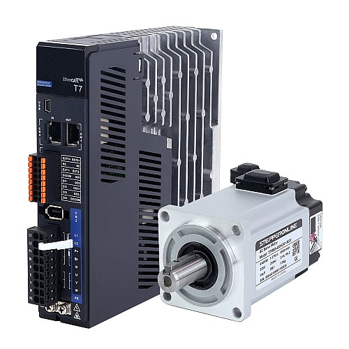 T7 Series EtherCAT 400W AC Servo Motor Kit 3000rpm 1.27Nm 23-Bit Encoder IP67 - T7-EC400H2A1-M23 | StepperOnline AU