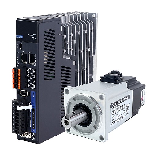 T7 Series EtherCAT 400W AC Servo Motor Kit 3000rpm 1.27Nm w/ Brake 23-Bit Encoder IP67 - T7-EC400H2B1-M23 | StepperOnline AU