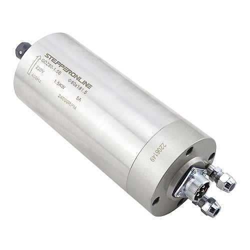 Spindle Motor Water Cooled 220V 1.5KW 24000RPM 400Hz ER11 Collet Wood Engraving Milling Machine STEPPERONLINE CNC VFD Motor 220V AC Spindle - GDZ80-1.5B | StepperOnline AU