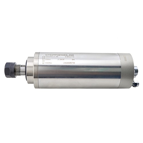 CNC Spindle Motor Water Cooled 220V 2.2KW 24000RPM 400Hz ER20 Collet - GDZ80-2.2B | StepperOnline AU