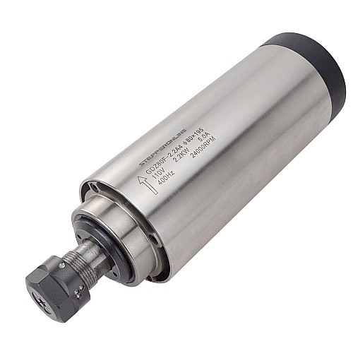 Spindle Motor Air Cooled 110V 2.2KW 24000RPM 400Hz ER20 Collet Wood Engraving Milling Machine STEPPERONLINE CNC VFD Motor 110V AC Spindle 4 Bearings - GDZ80F-2.2A4 | StepperOnline AU