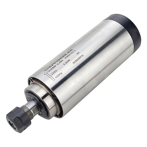 Spindle Motor Air Cooled 220V 2.2KW 24000RPM 400Hz ER20 Collet Wood Engraving Milling Machine STEPPERONLINE CNC VFD Motor 220V AC Spindle 4 Bearings - GDZ80F-2.2B4 | StepperOnline AU