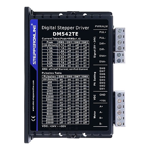 TE Series Digital Stepper Driver 1.0-4.2A 24-50VDC for Nema 17, 23 Motor - DM542TE | StepperOnline AU