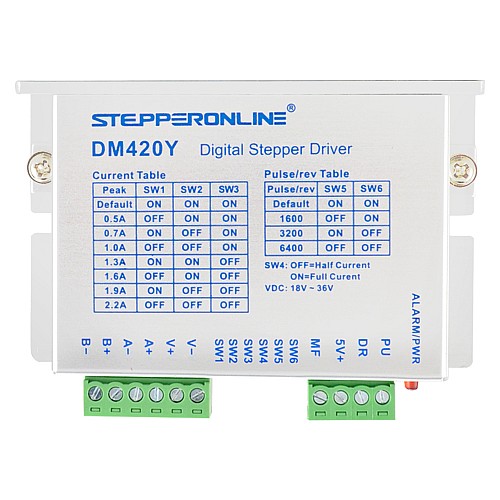 Y Series Digital Stepper Driver 0.3-2.2A DC18V-36V for Nema 11, 14, 17 Stepper Motor - DM420Y | StepperOnline AU