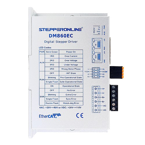 Y Series EtherCAT Digital Stepper Driver 0-8.5A 20-80VAC/30-110VDC for Nema 34 Stepper Motor - DM860EC | StepperOnline AU
