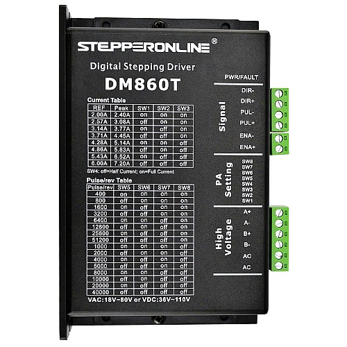 Digital Stepper Driver 2.4-7.2A 18-80VAC or 24-110VDC for Nema 34 Motor - DM860T | StepperOnline AU