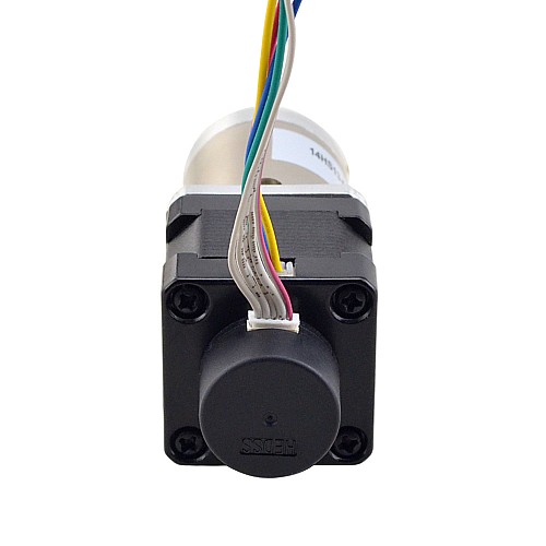 Nema 14 Closed-loop Geared Stepper L=34mm Gear Raio 51:1 Encoder 300PPR - 14HS13-0804D-PG51-E22-300 | StepperOnline AU