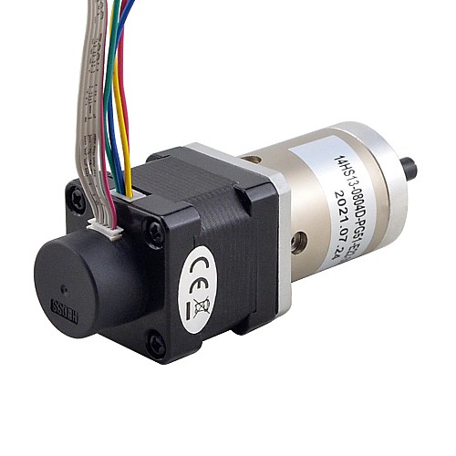 Nema 14 Closed-loop Geared Stepper L=34mm Gear Raio 51:1 Encoder 300PPR - 14HS13-0804D-PG51-E22-300 | StepperOnline AU