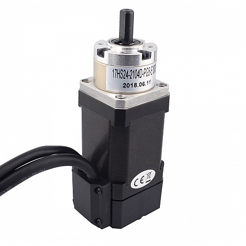 Nema 17 Closed-loop Geared Stepper L=60mm Gear Raio 5:1 Encoder 1000PPR(4000CPR) - 17HS24-2104D-PG5-E1000 | StepperOnline AU