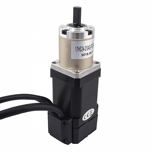 Nema 17 Closed-loop Geared Stepper L=60mm Gear Raio 51:1 Encoder 1000PPR(4000CPR) - 17HS24-2104D-PG51-E1000 | StepperOnline AU