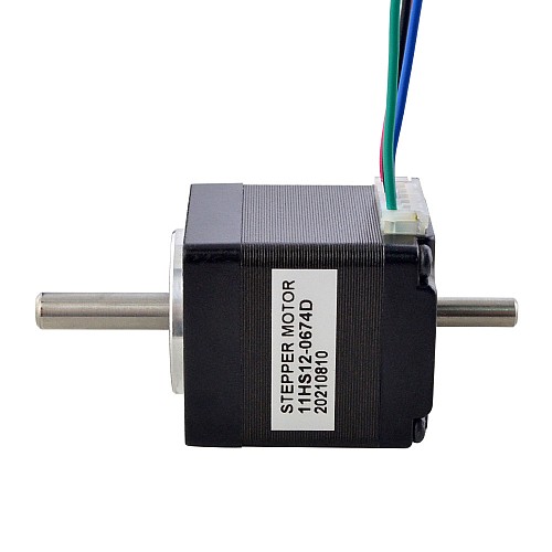 Dual Shaft Nema 11 Bipolar 1.8deg 7Ncm(9.91oz.in) 0.67A  28x28x31.5mm 4 Wires - 11HS12-0674D | StepperOnline AU