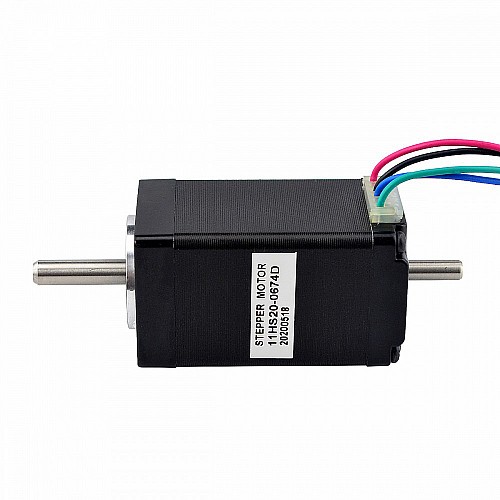 Dual Shaft Nema 11 Bipolar 1.8deg 12Ncm(16.99oz.in) 0.67A 28x28x51mm 4 Wires - 11HS20-0674D | StepperOnline AU