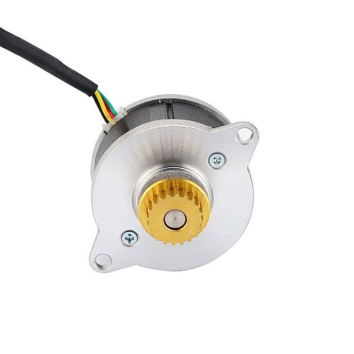 Round Nema 14 0.9deg 9.0Ncm(12.75oz.in) 0.43A Φ36x21.5mm w/ pulley - 14HR09-0434S-C1 | StepperOnline AU