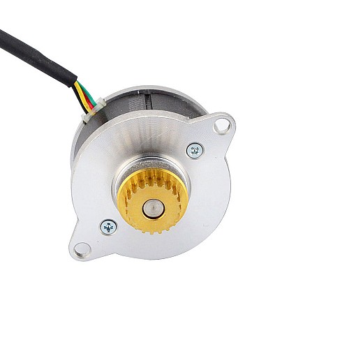 Round Nema 14 0.9deg 9.0Ncm(12.75oz.in) 0.43A Φ36x21.5mm w/ pulley - 14HR09-0434S-C1 | StepperOnline AU