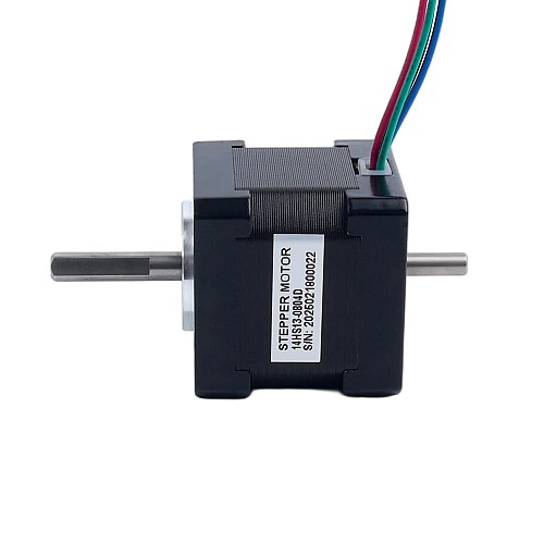 Dual Shaft Nema 14 1.8deg 18Ncm(25.5oz.in) 0.8A  35.2x35.2x34mm 4 Wires - 14HS13-0804D | StepperOnline AU