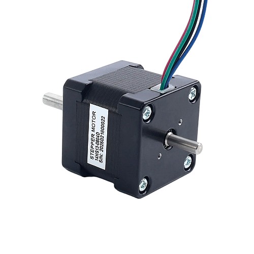 Dual Shaft Nema 14 1.8deg 18Ncm(25.5oz.in) 0.8A  35.2x35.2x34mm 4 Wires - 14HS13-0804D | StepperOnline AU