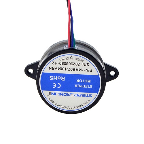 E Series Round Nema 14 Bipolar 0.9deg 8Ncm(11.33oz.in) 1.0A Φ36 x17mm 4 Wires - 14RE07-1004VRN | StepperOnline AU