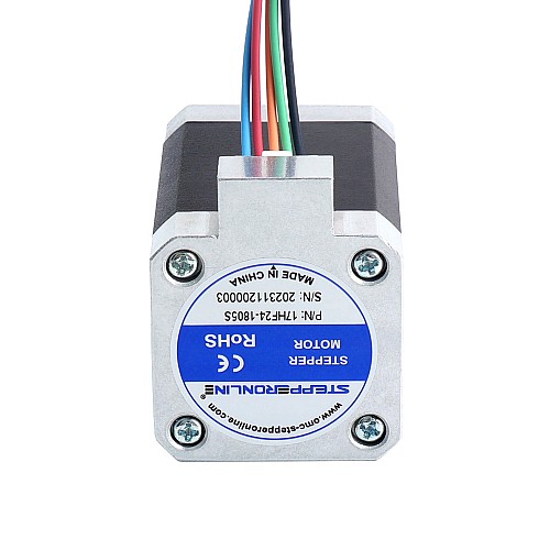 Nema 17 5-Phase Stepper Motor 0.5Nm(70.81oz.in) 1.8A  42x42x60mm 5 Wires - 17HF24-1805S | StepperOnline AU