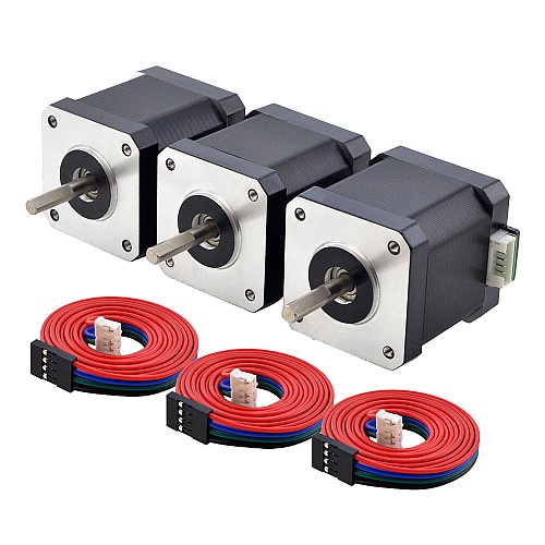 3pcs E Series Nema 17 Bipolar 55Ncm(77.88oz.in) 2A 42x42x48mm 4 Wires w/ 1m Cable & Connector - 3-17HE19-2004S | StepperOnline AU