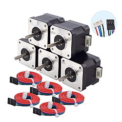 5pcs E Series Nema 17 Bipolar 42Ncm(59.49oz.in) 1.5A 42x42x38mm 4 Wires w/ 1m Cable & Connector