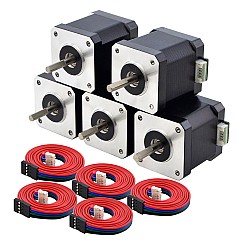 5pcs E Series Nema 17 Bipolar 55Ncm(77.88oz.in) 2A 42x42x48mm 4 Wires w/ 1m Cable & Connector