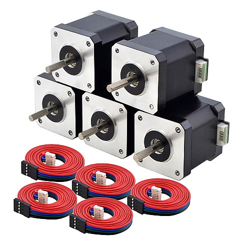 5pcs E Series Nema 17 Bipolar 55Ncm(77.88oz.in) 2A 42x42x48mm 4 Wires w/ 1m Cable & Connector - 5-17HE19-2004S | StepperOnline AU