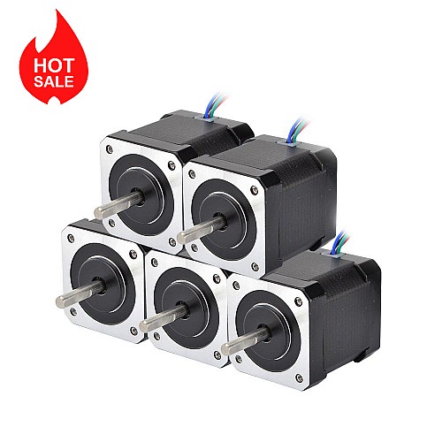5pcs Nema 17 Bipolar 59Ncm(83.55oz.in) 2A 42x42x48mm 4 Wires w/ 1m Cable & Connector - 5-17HS19-2004S1 | StepperOnline AU