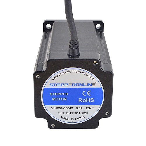 E Series Nema 34 Stepper Motor Bipolar 1.8deg 12.0Nm(1699.34oz.in) 6.0A 86x86x151.5mm 4 Wires - 34HE59-6004S | StepperOnline AU
