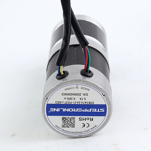 Used - CN Stock - 24V 101W Round Geared Brushless DC Motor 6.90Nm(977.12oz.in) 27:1 Round Planetary Gearbox - 57BYA74-24-01-PG27-USED | StepperOnline AU